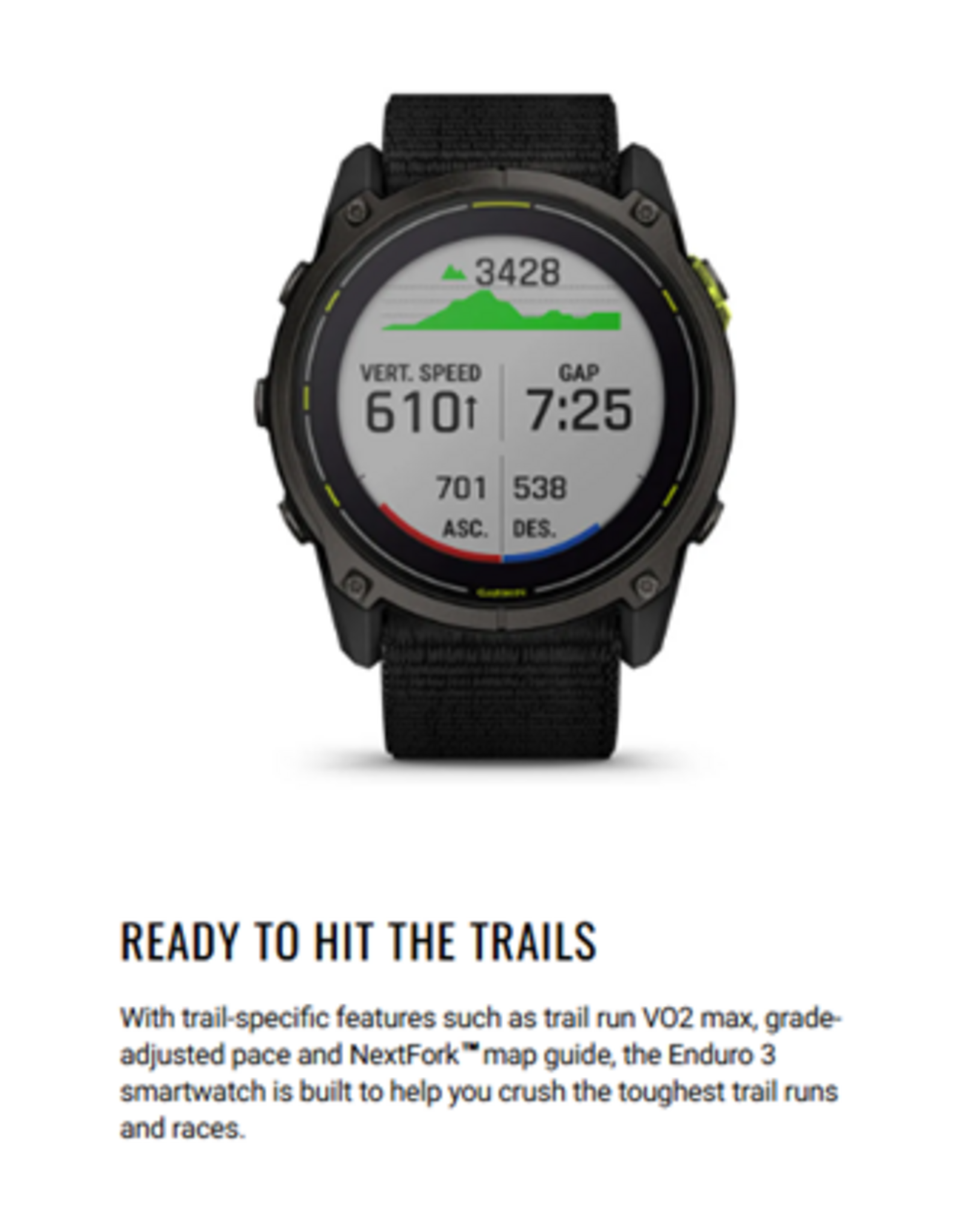 Garmin Enduro™ 3, Carbon Gray DLC Titanium with Black Ultrafit Nylon Strap