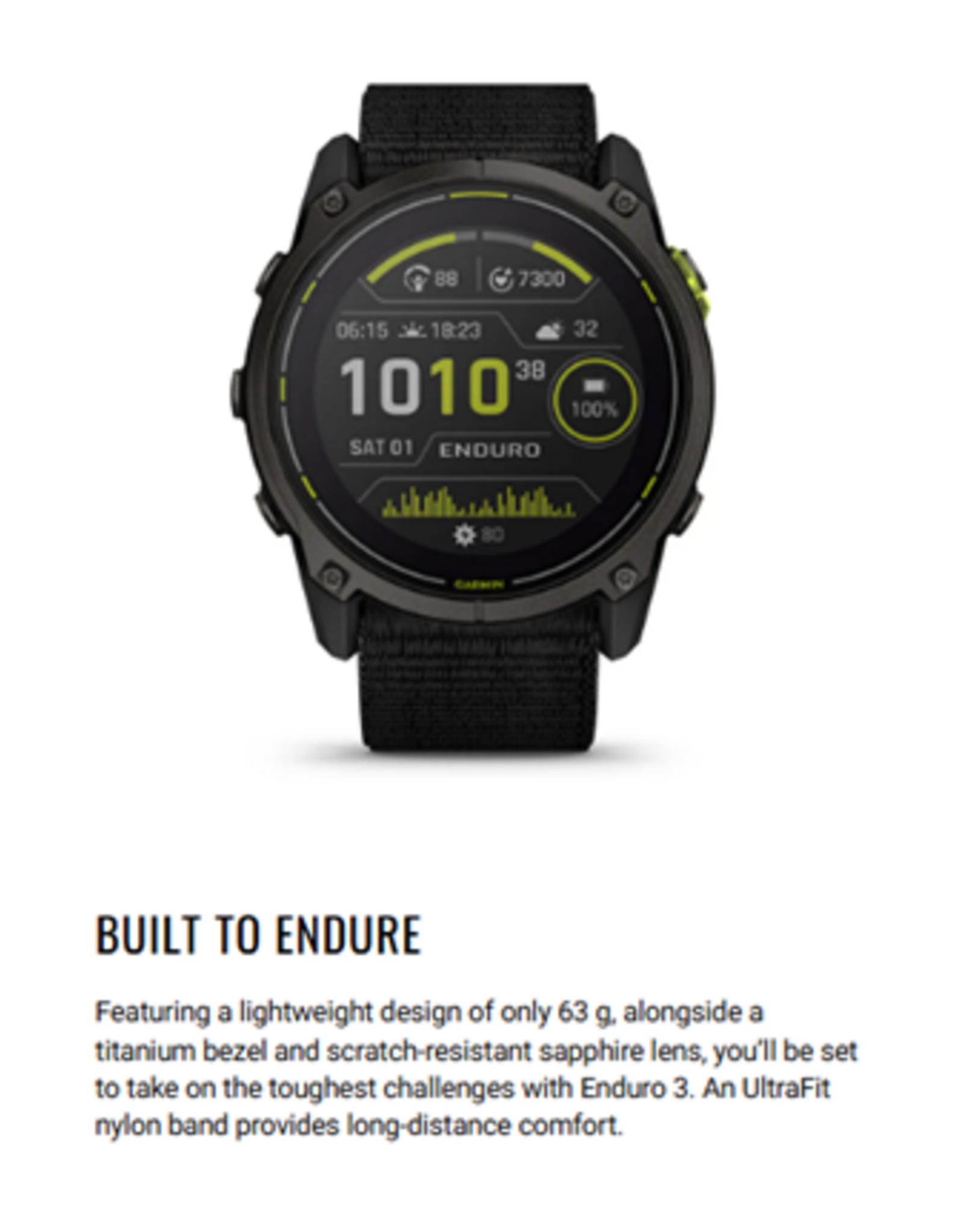 Garmin Enduro™ 3, Carbon Gray DLC Titanium with Black Ultrafit Nylon Strap