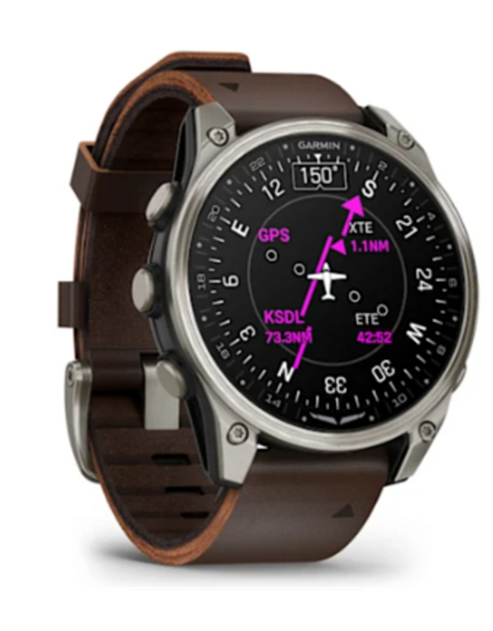 Garmin D2™ Mach 2 – 47 mm, Titanium with Oxford Brown Leather Band