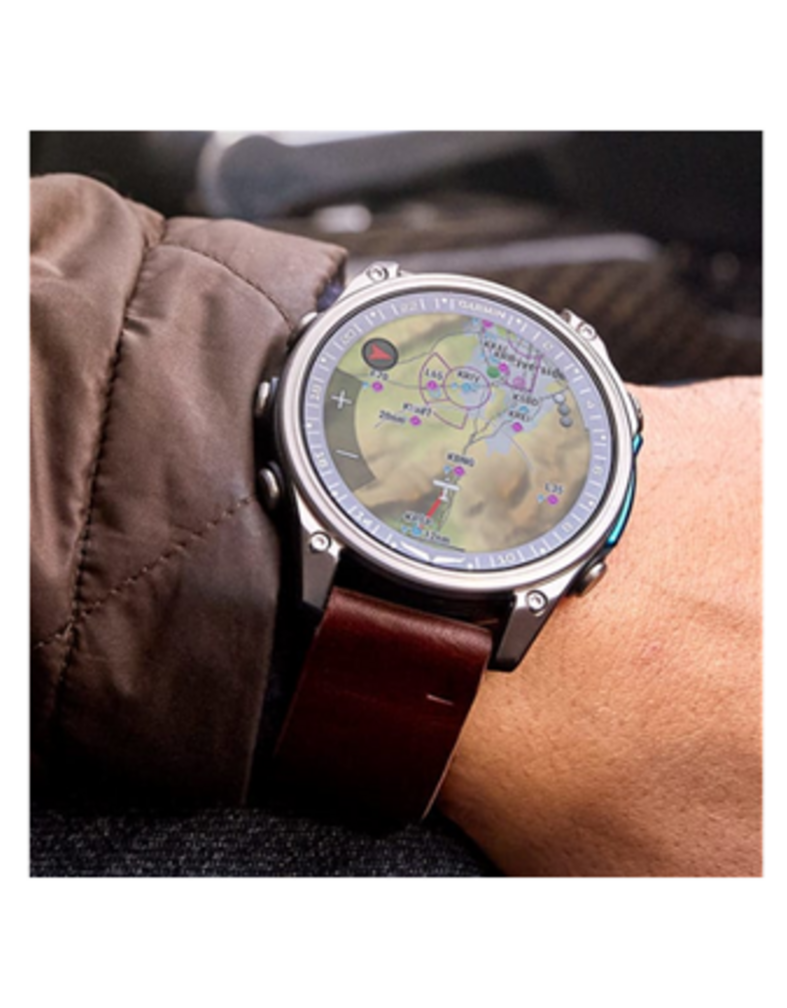 Garmin D2™ Mach 2 – 47 mm, Titanium with Oxford Brown Leather Band