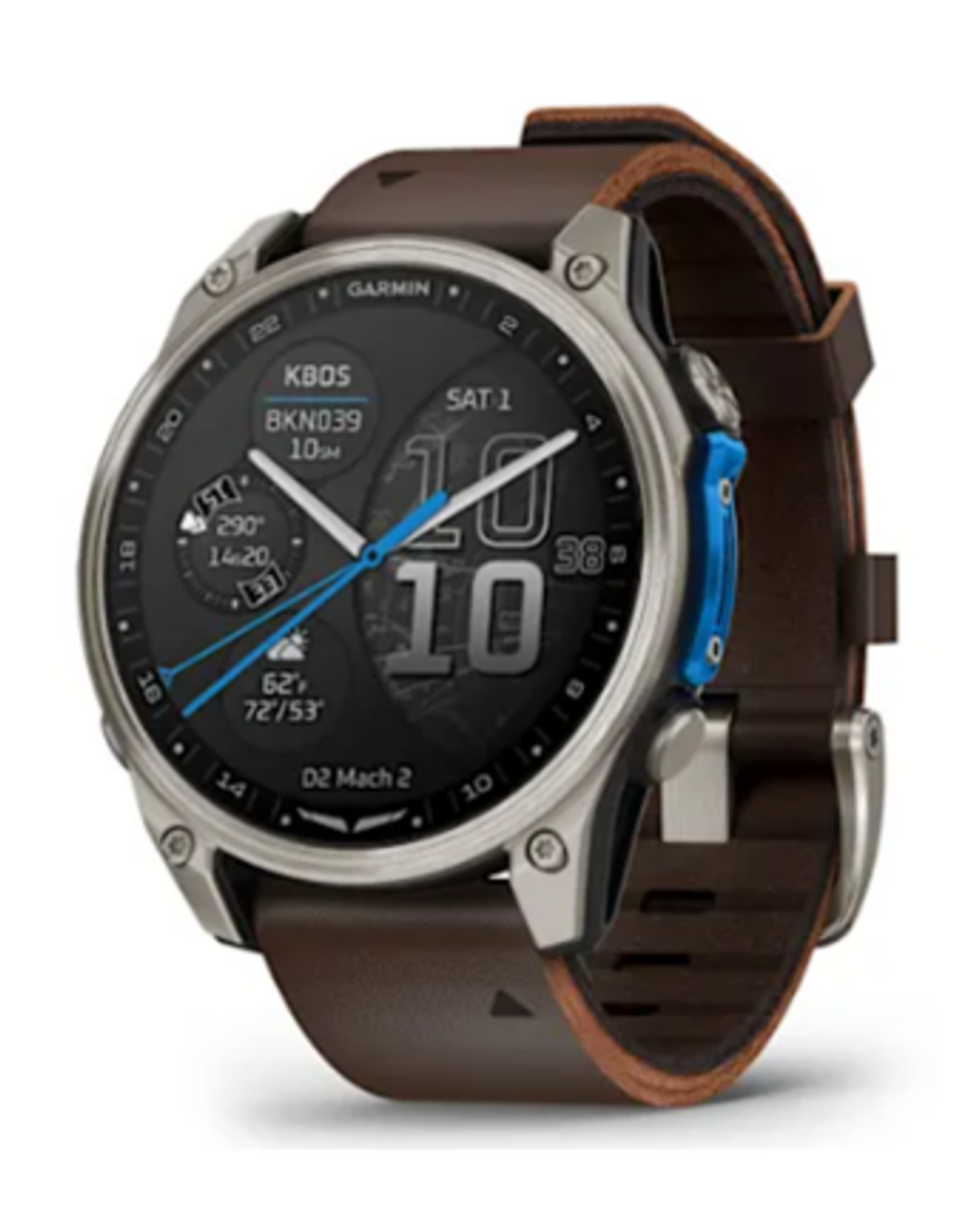 Garmin D2™ Mach 2 – 47 mm, Titanium with Oxford Brown Leather Band