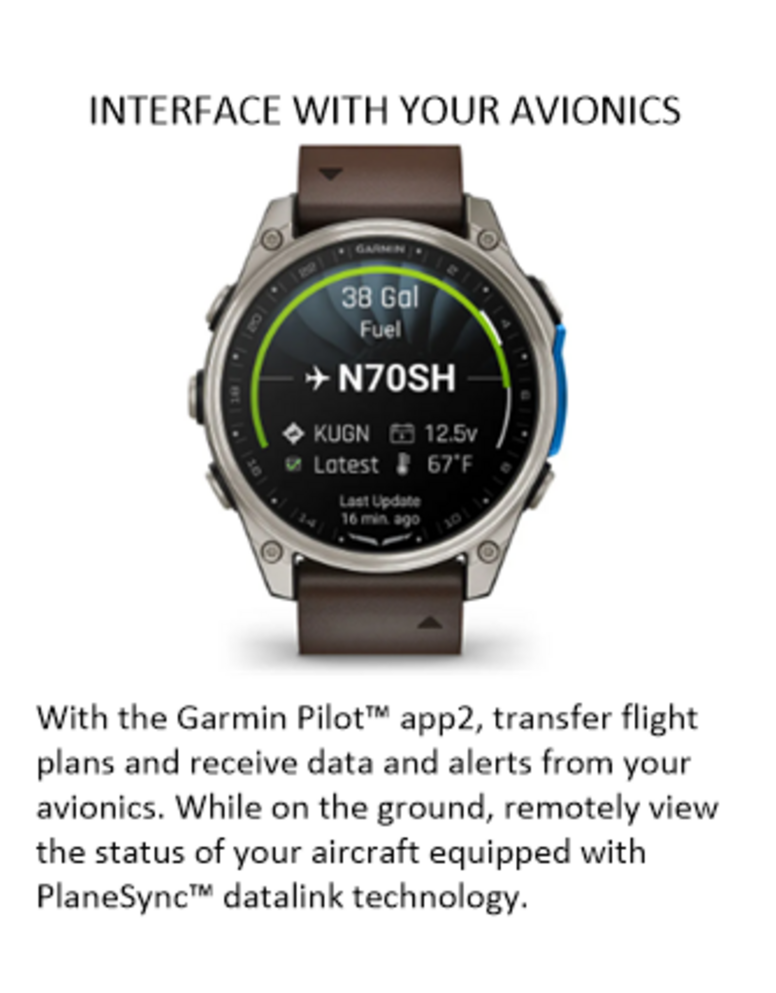 Garmin D2™ Mach 2 – 47 mm, Titanium with Oxford Brown Leather Band