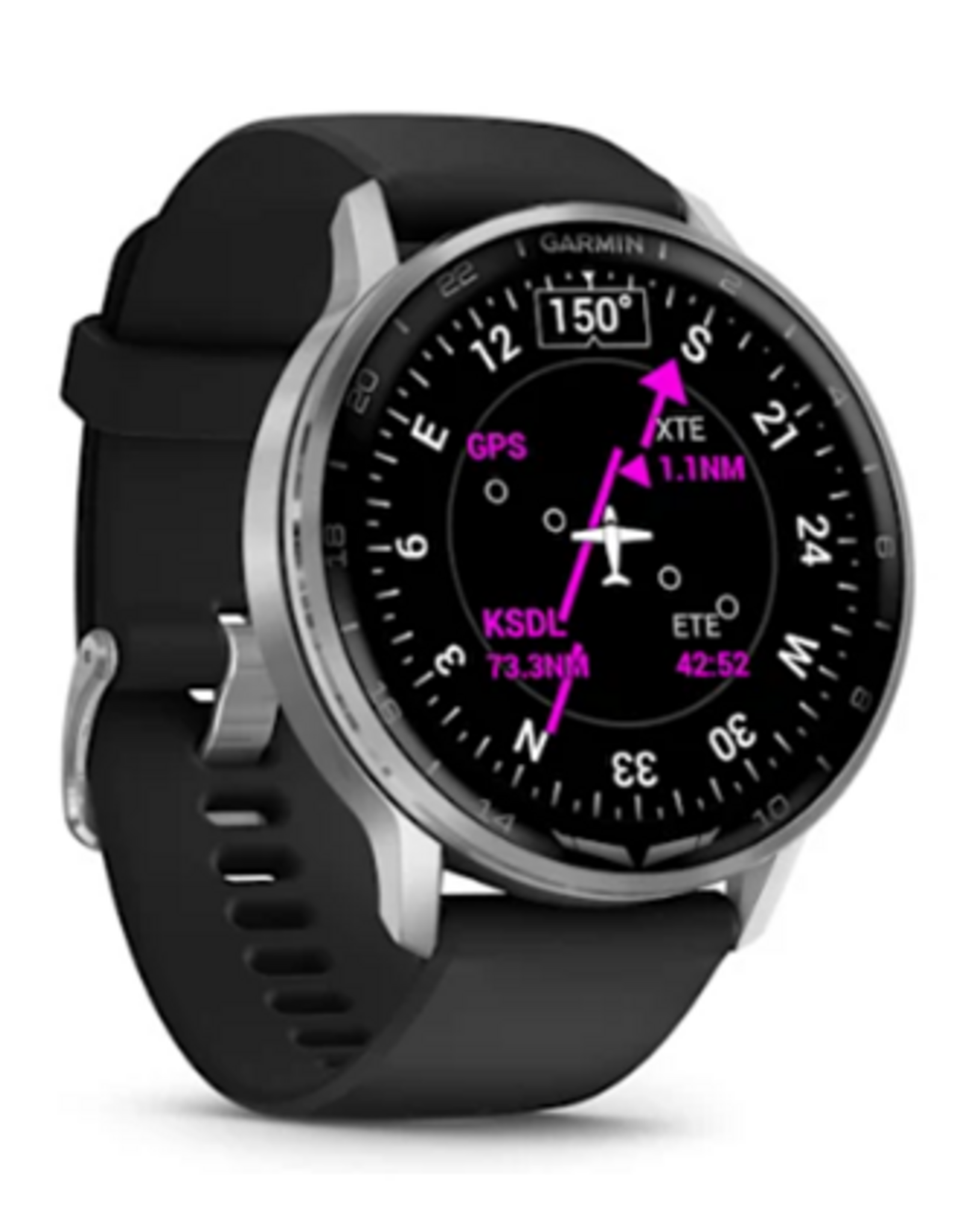 Garmin D2™ Air X15, Silver with Black Silicone Band