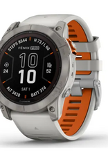 Garmin fēnix® 7X Pro – Sapphire Solar Edition, Titanium with Fog Gray/Ember Orange Band