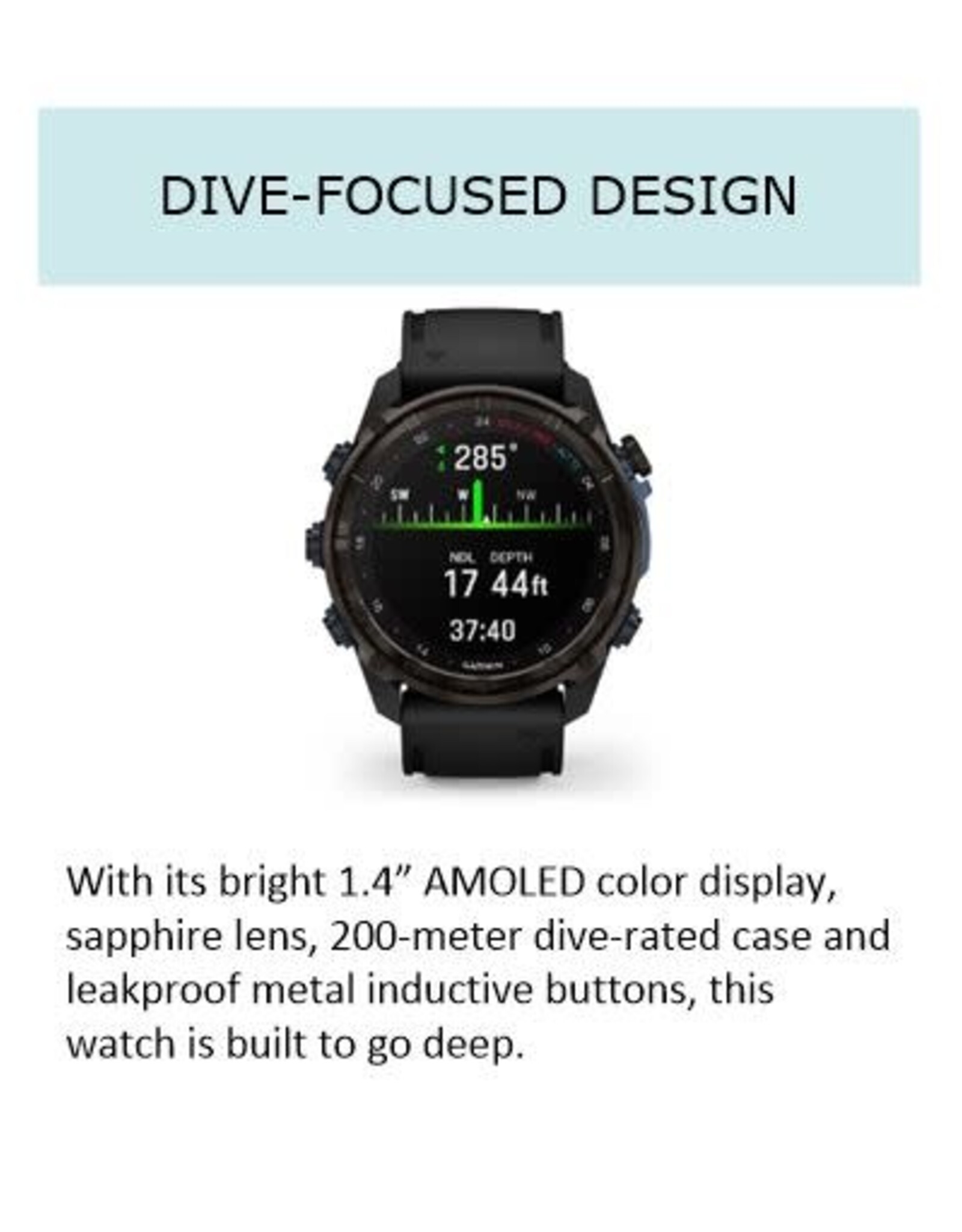 Garmin Descent™ Mk3i – 51 mm, Silver and Black PVD Titanium with Black/Pebble Gray Silicone Band