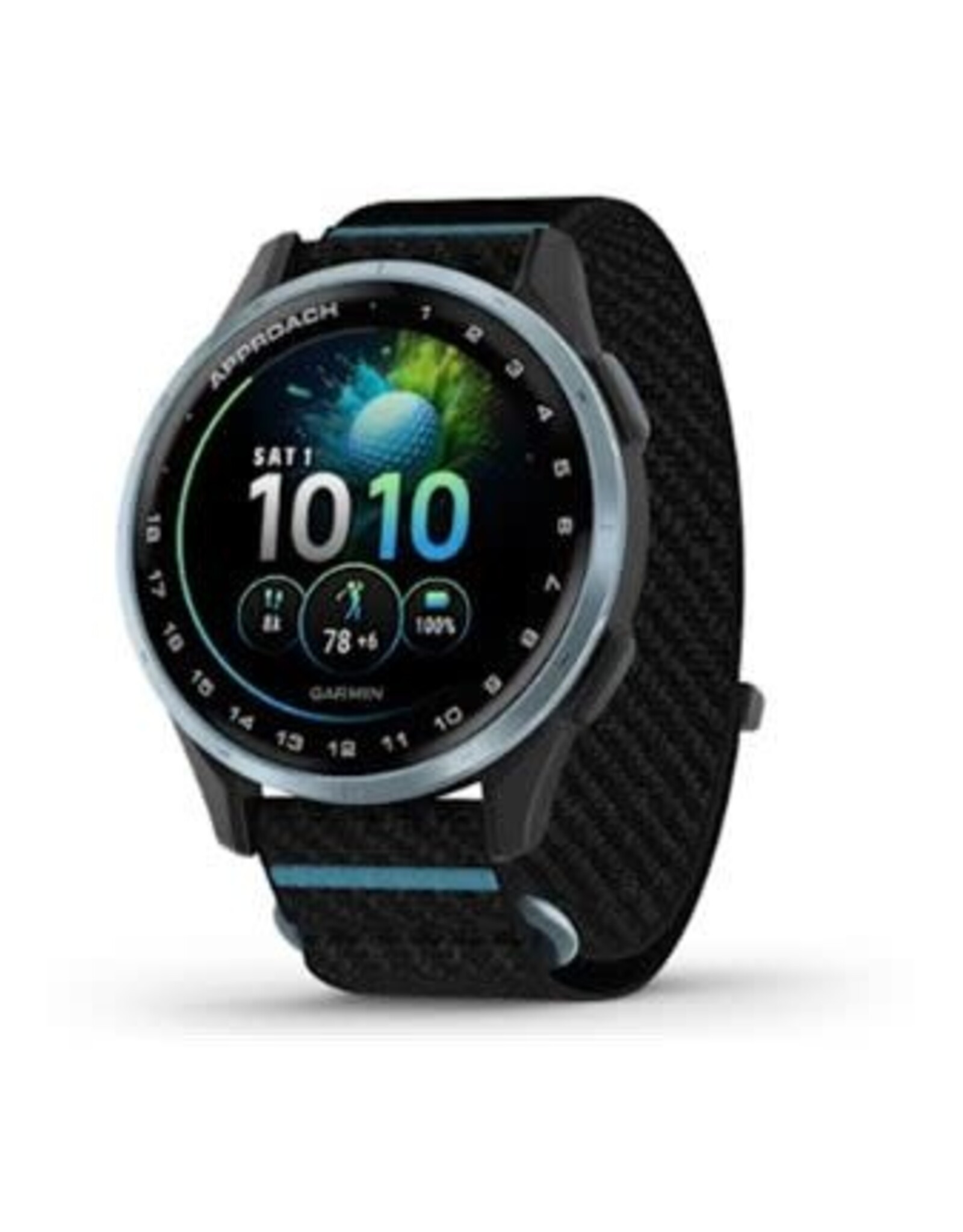 Garmin Approach® J1, Cloud Blue Aluminum Bezel with Black/Azure ComfortFit Fabric Band