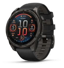 Garmin fēnix® 8 – 43 mm, AMOLED, Sapphire, Carbon Gray DLC Titanium with Black/Pebble Gray Silicone Band