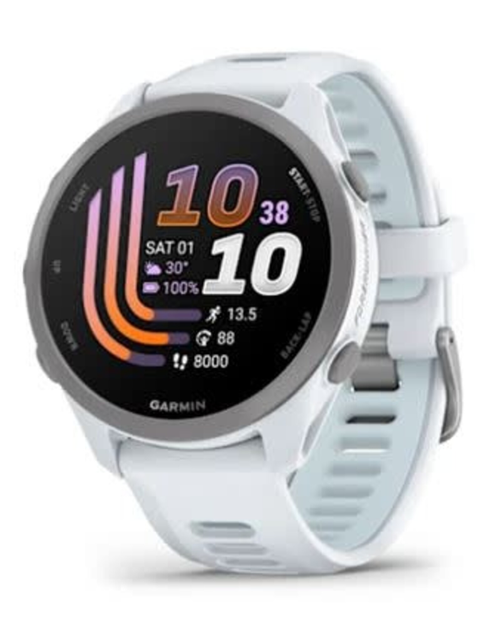 Garmin Forerunner® 170 Music, Whitestone with Whitestone/Cloud Blue Band
