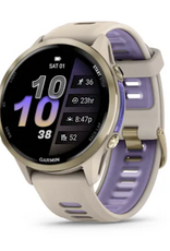 Garmin Forerunner® 970, Soft Gold Titanium with French Gray Case and French Gray/Translucent Indigo Band