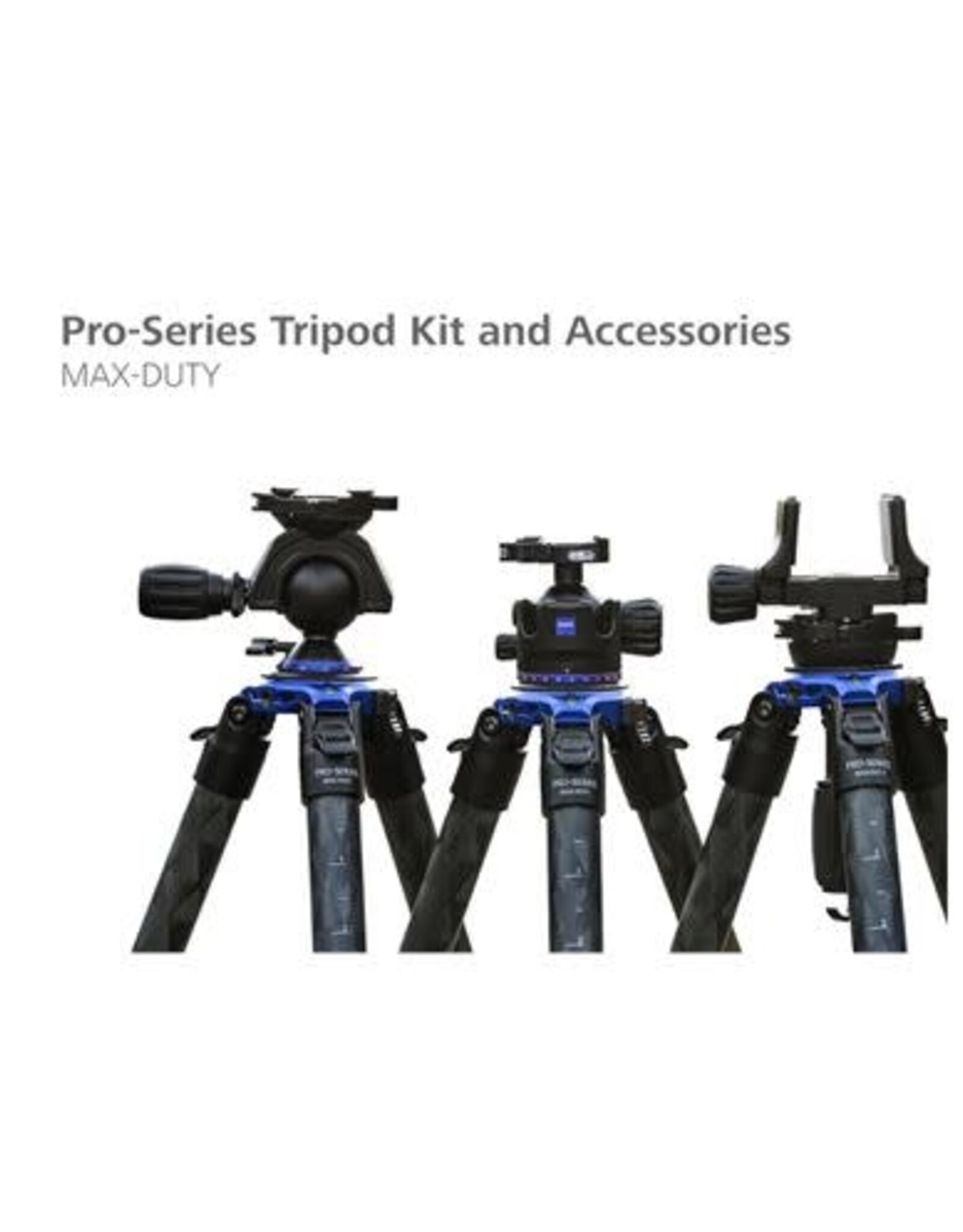 ZEISS - Sport Optics - Scopes and Binoculars Pro-Series Max-Duty V Tripod Kit: Versatile 60 mm ball head - up to 115 degrees of adj. Single-point adj. system for inverted, 3-section carbon fiber legs (36/40/44 mm diameter)