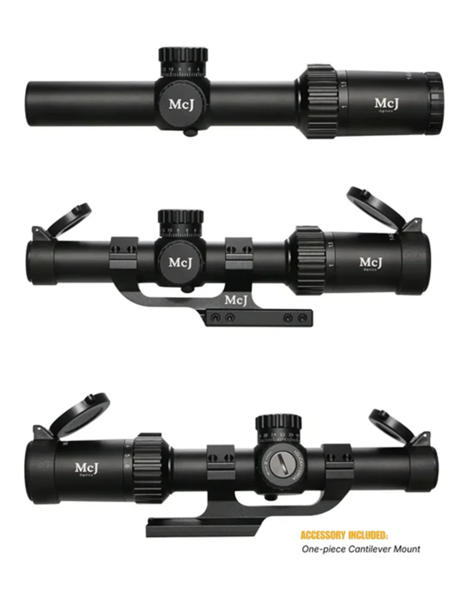 McJ Optics White Gyrfalcon 1.2-6X24 FFP illuminated reticle rifle scope