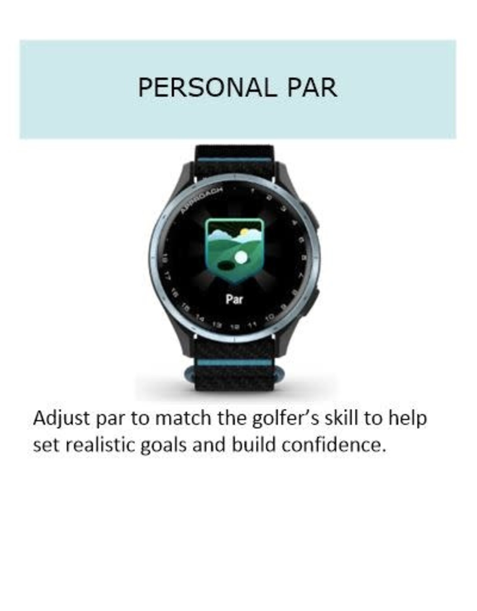 Garmin Approach® J1, Cloud Blue Aluminum Bezel with Black/Azure ComfortFit Fabric Band