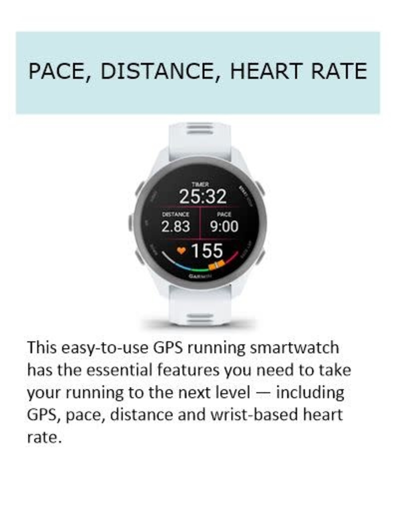 Garmin Forerunner® 170, Whitestone with Whitestone/Cloud Blue Band