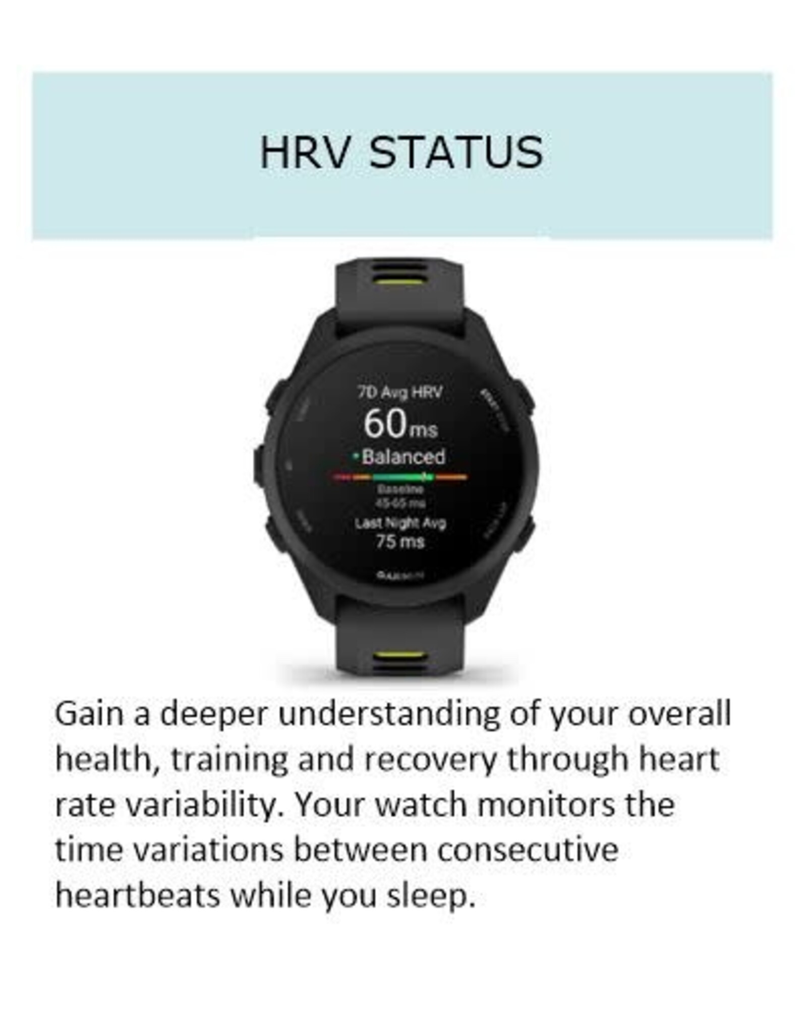 Garmin Forerunner® 170, Black with Black/Amp Yellow Band