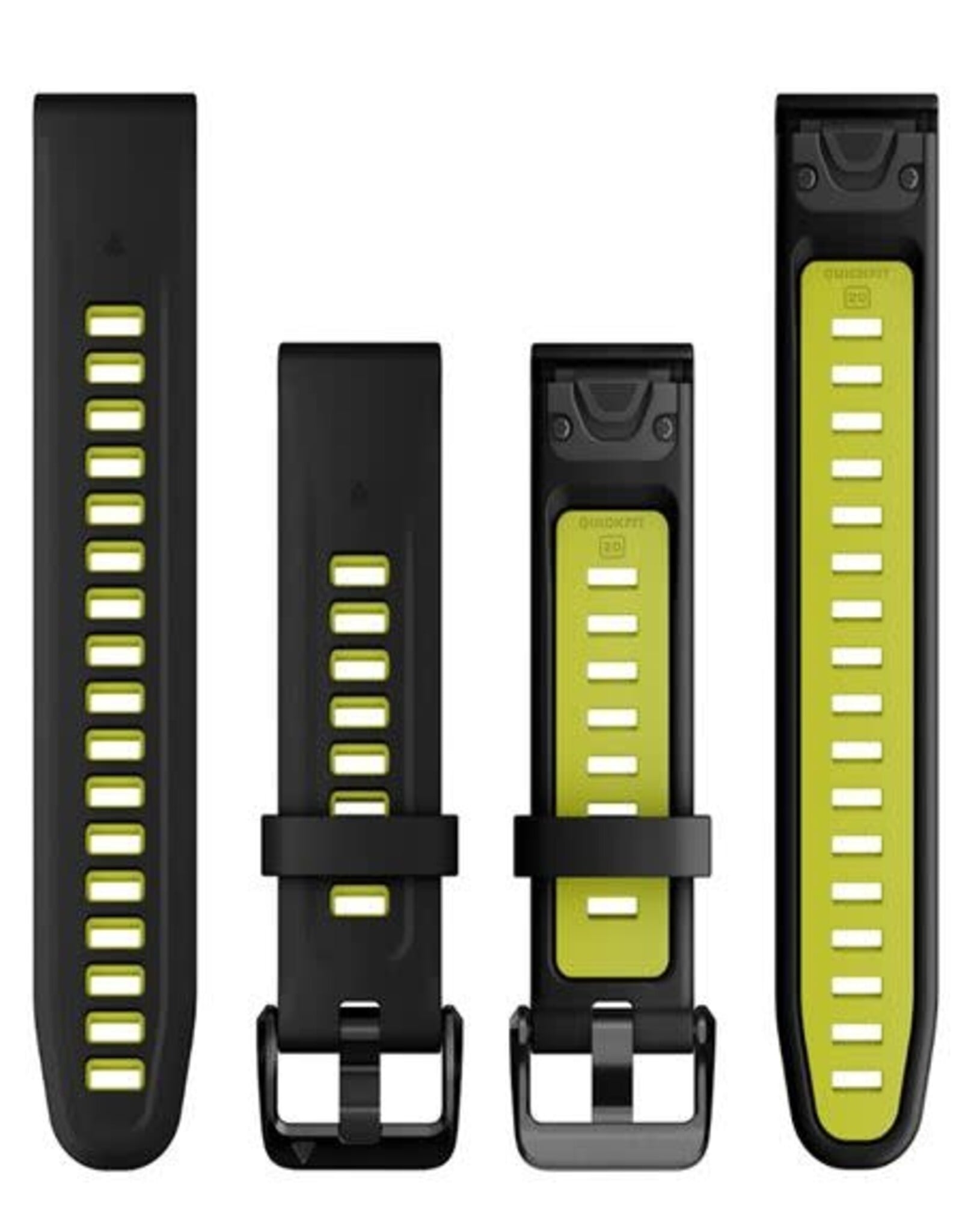 Garmin QuickFit Silicone 20 mm Watch Band -  Black/Electric Lime