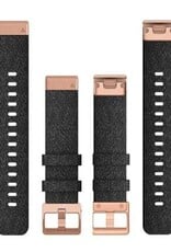 Garmin QuickFit Nylon 20 mm Watch Band - Heathered Black with Rose Gold Hardware