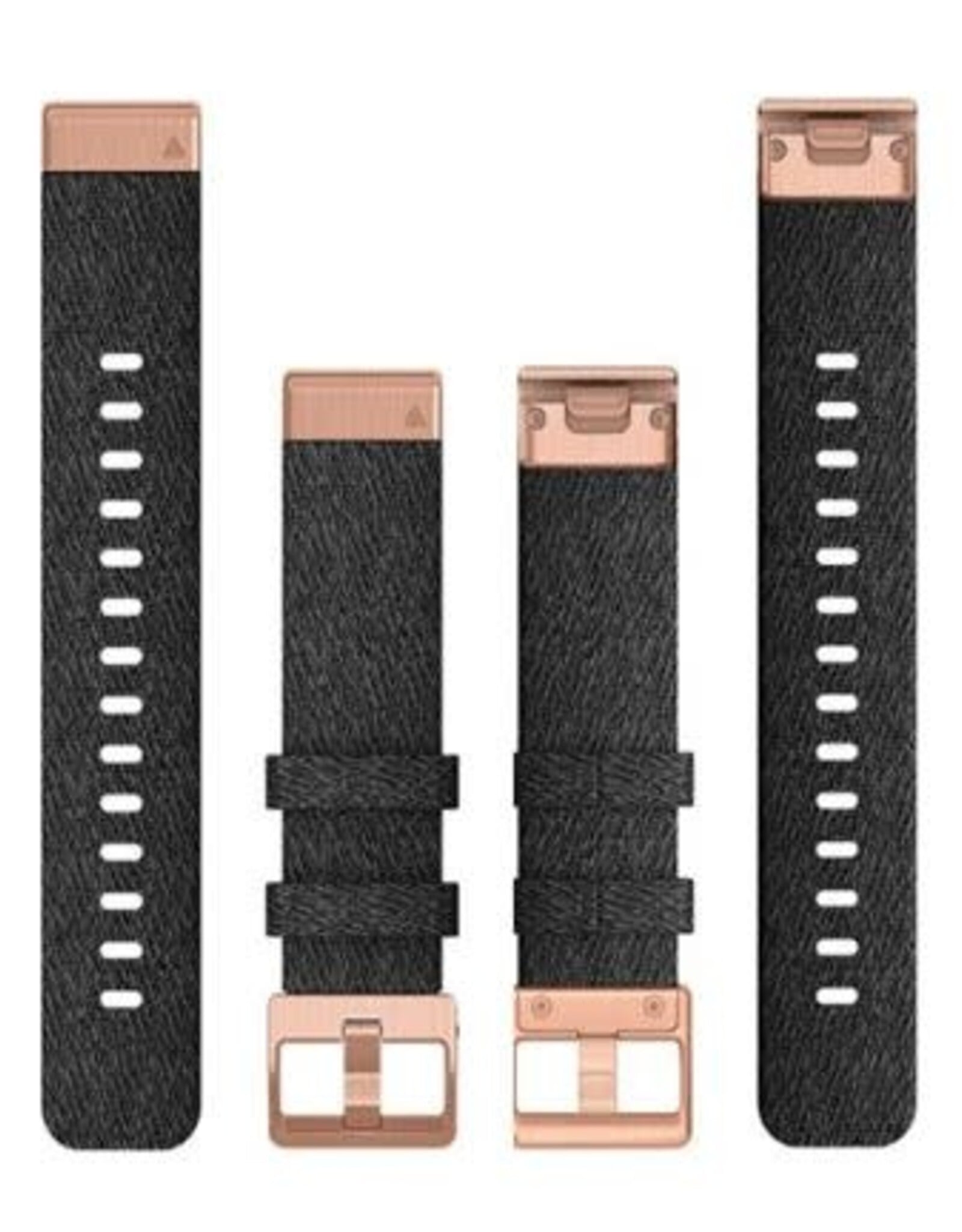Garmin QuickFit Nylon 20 mm Watch Band - Heathered Black with Rose Gold Hardware