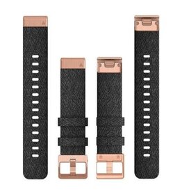 Garmin QuickFit Nylon 20 mm Watch Band - Heathered Black with Rose Gold Hardware