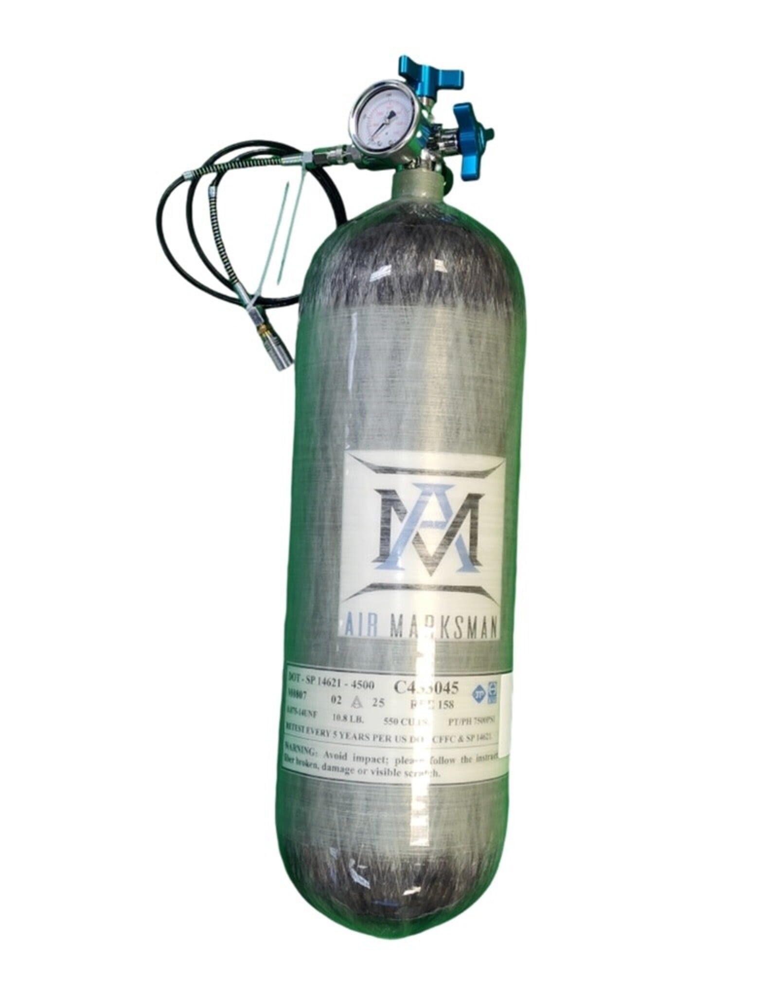Air Marksman 98 Cubic Foot  (9.0L) - 4500 psi  Air Tank with fill valve - hose - female foster QD