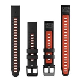 Garmin QuickFit Silicone 22 mm Watch Band - Black/Flame Red