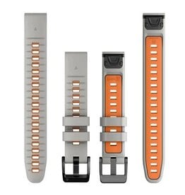Garmin QuickFit Silicone 22 mm Watch Band - Fog Gray/Ember Orange