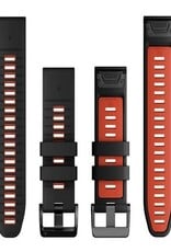 Garmin QuickFit Silicone 26mm Watch Band - Black/Flame Red