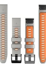 Garmin QuickFit Silicone 26mm Watch Band - Fog Gray/Ember Orange