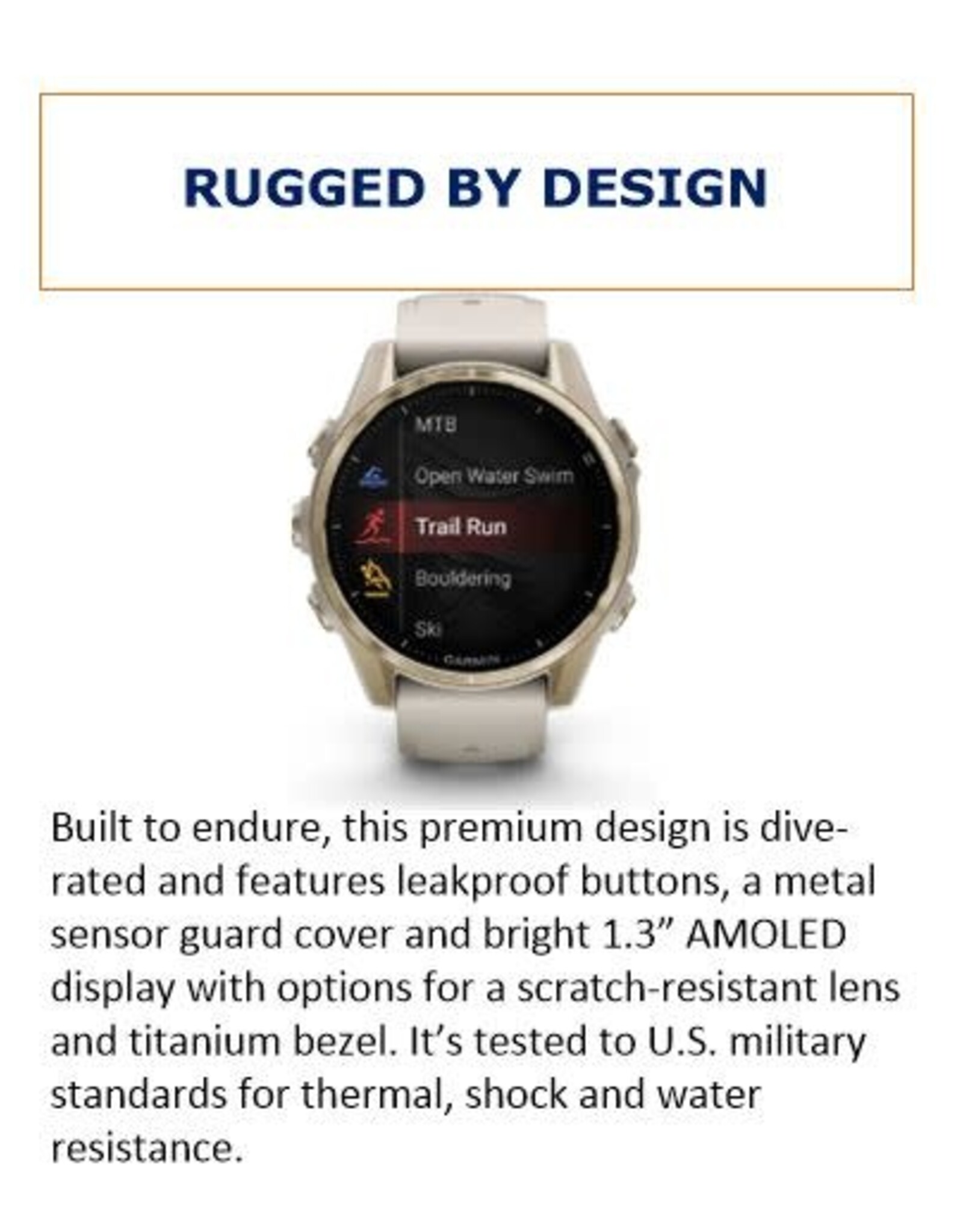 Garmin fēnix® 8 – 43 mm, AMOLED, Sapphire, Soft Gold with Fog Gray/Dark Sandstone Silicone Band