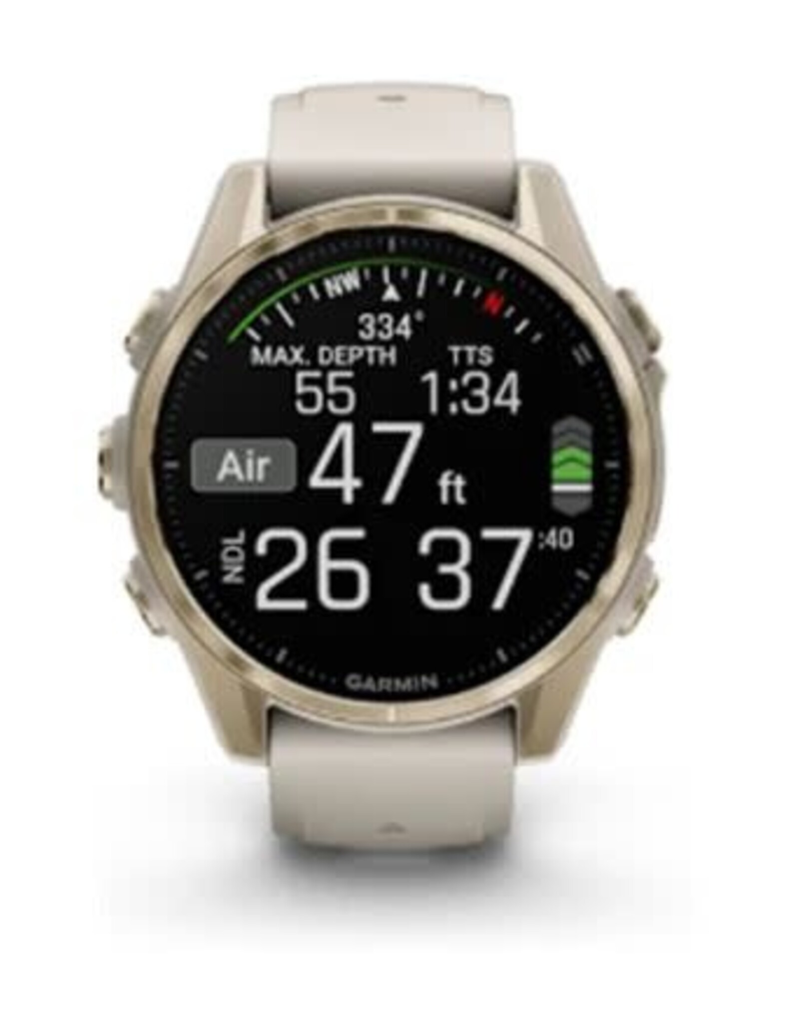Garmin fēnix® 8 – 43 mm, AMOLED, Sapphire, Soft Gold with Fog Gray/Dark Sandstone Silicone Band