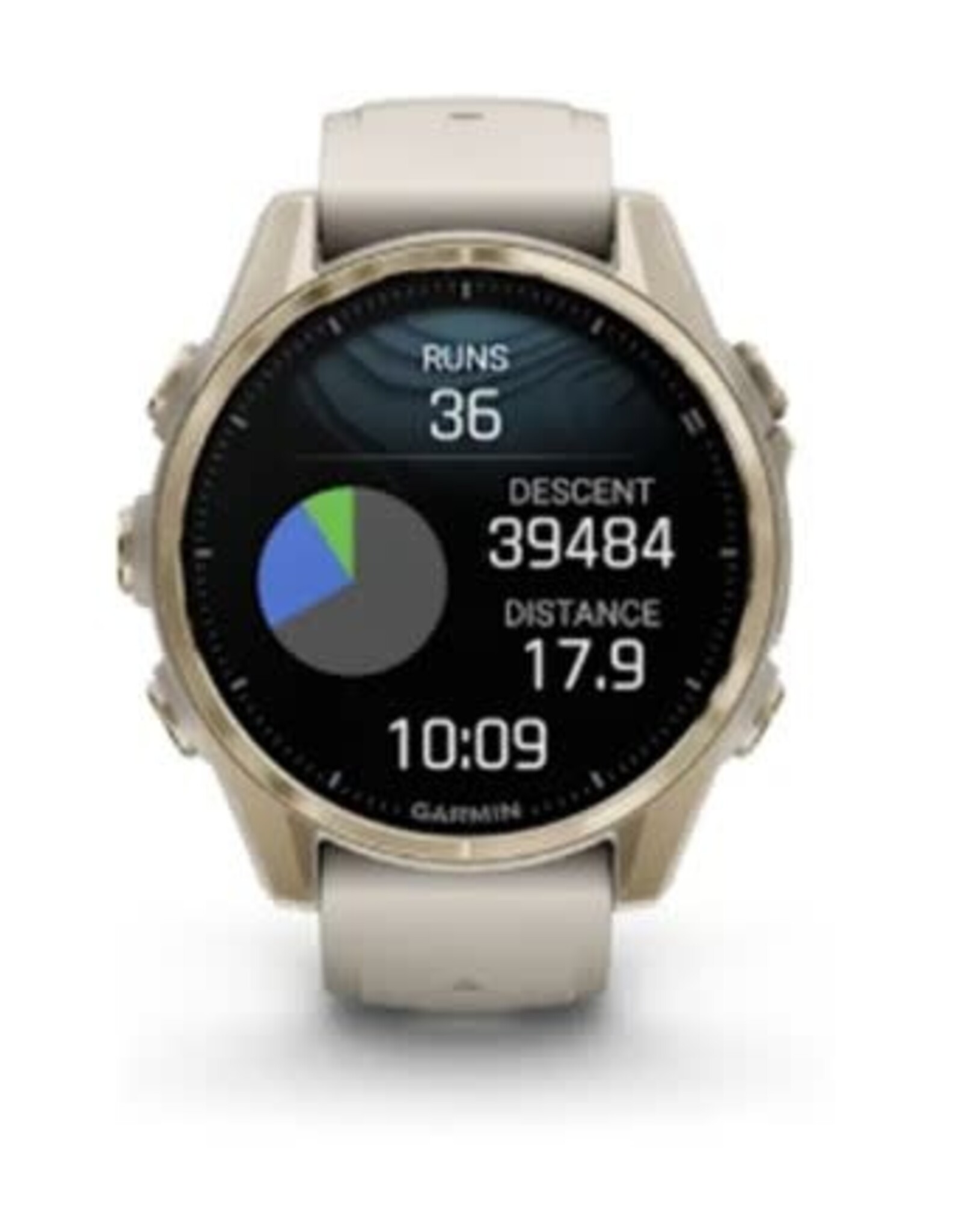 Garmin fēnix® 8 – 43 mm, AMOLED, Sapphire, Soft Gold with Fog Gray/Dark Sandstone Silicone Band