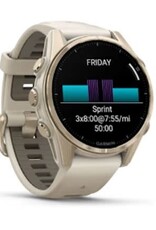 Garmin fēnix® 8 – 43 mm, AMOLED, Sapphire, Soft Gold with Fog Gray/Dark Sandstone Silicone Band
