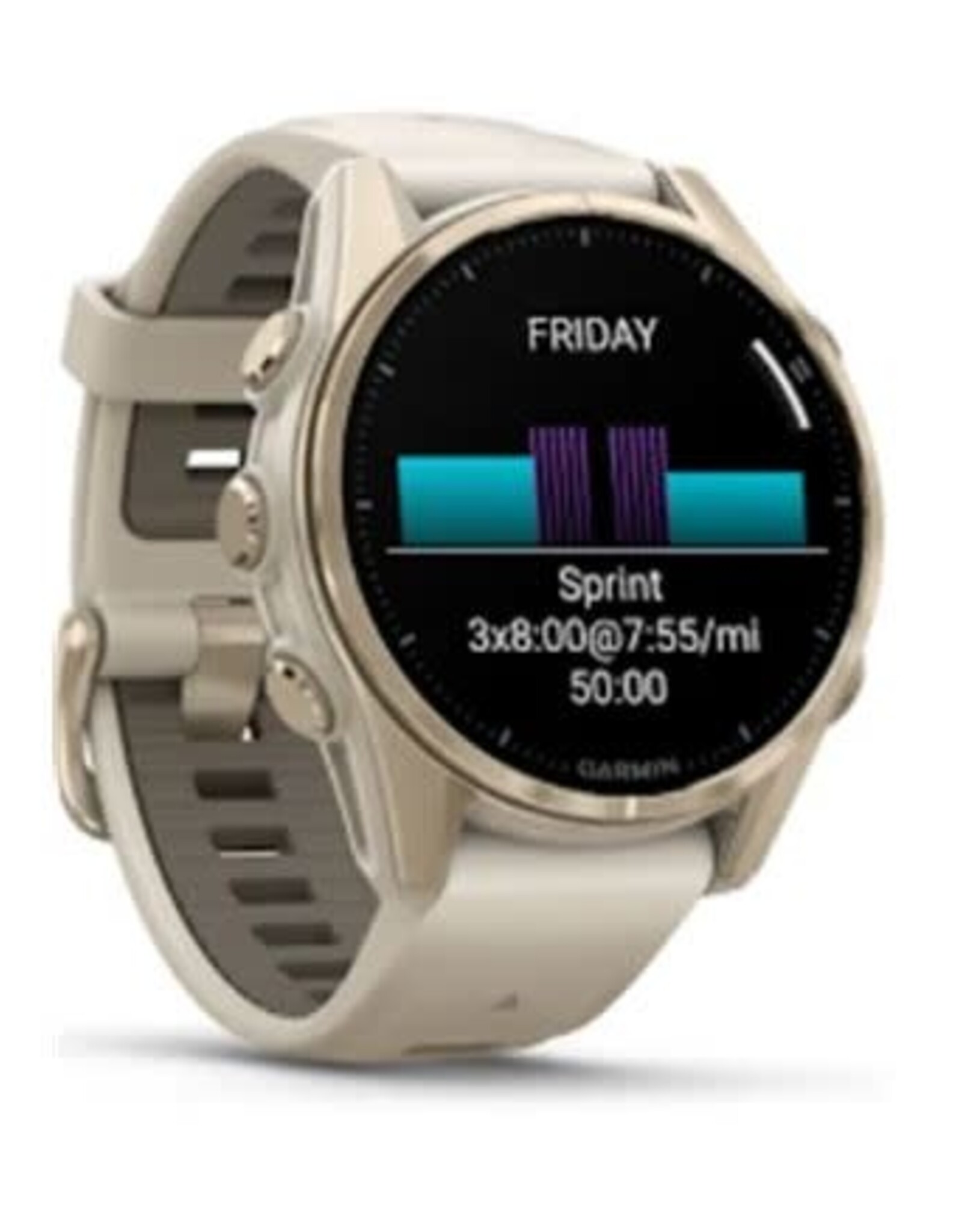 Garmin fēnix® 8 – 43 mm, AMOLED, Sapphire, Soft Gold with Fog Gray/Dark Sandstone Silicone Band