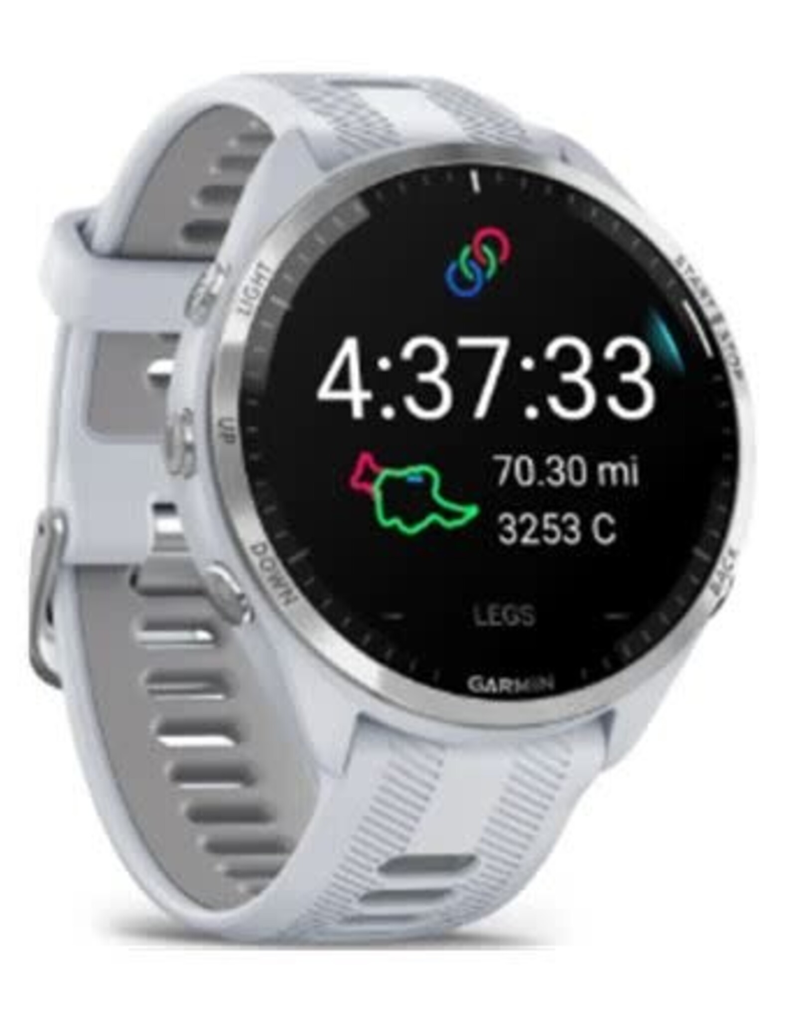 Garmin Forerunner® 965 - Titanium Bezel with Whitestone Case & Whitestone/Powder Gray Silicone Band