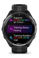 Garmin Forerunner® 965 - Carbon Gray DLC Titanium Bezel with Black Case & Black/Powder Gray Silicone Band