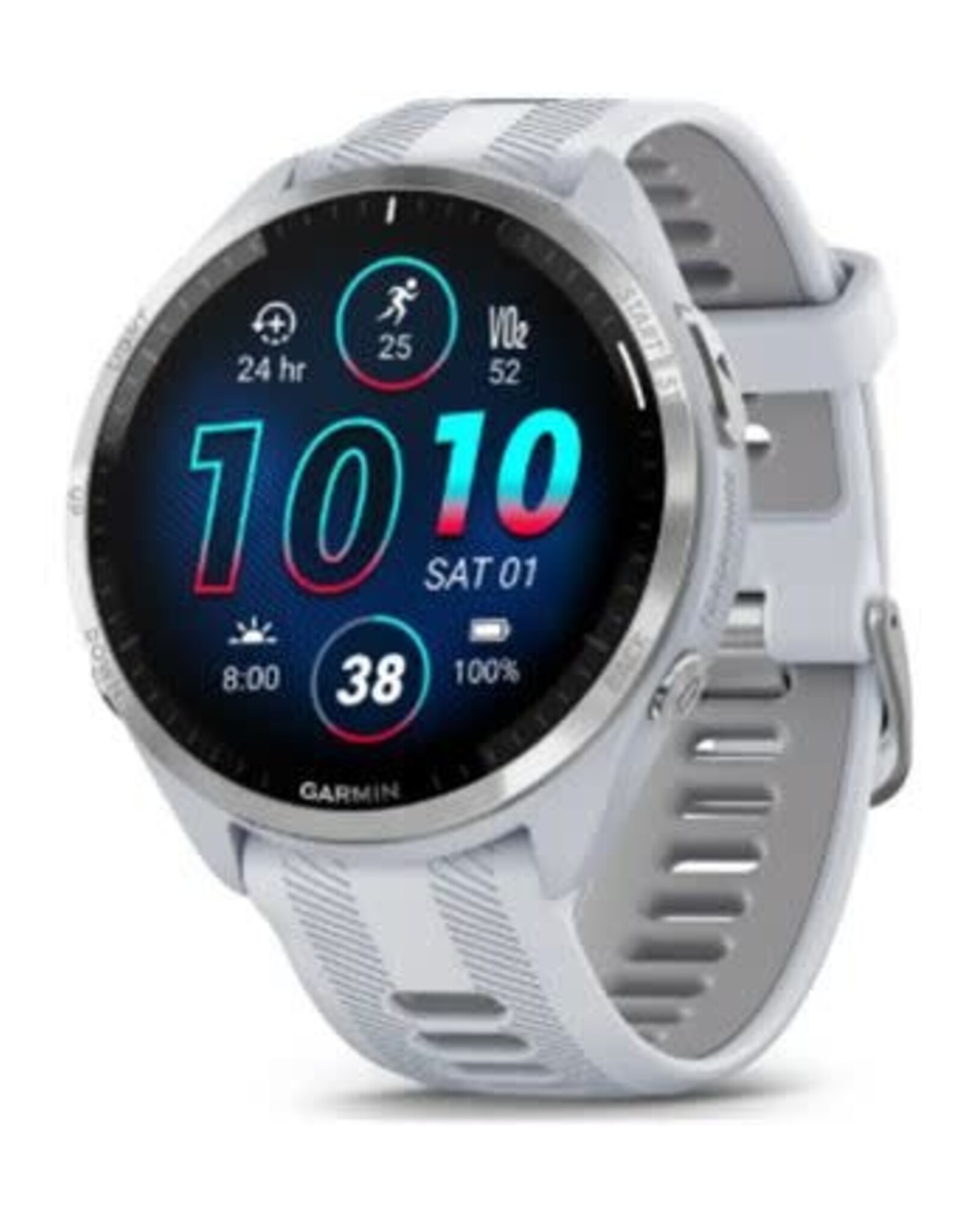 Garmin Forerunner® 965 - Titanium Bezel with Whitestone Case & Whitestone/Powder Gray Silicone Band
