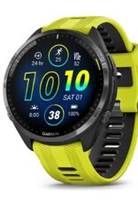 Garmin Forerunner® 965 - Carbon Gray DLC Titanium Bezel with Black Case & Amp Yellow/Black Silicone Band
