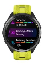 Garmin Forerunner® 965 - Carbon Gray DLC Titanium Bezel with Black Case & Amp Yellow/Black Silicone Band