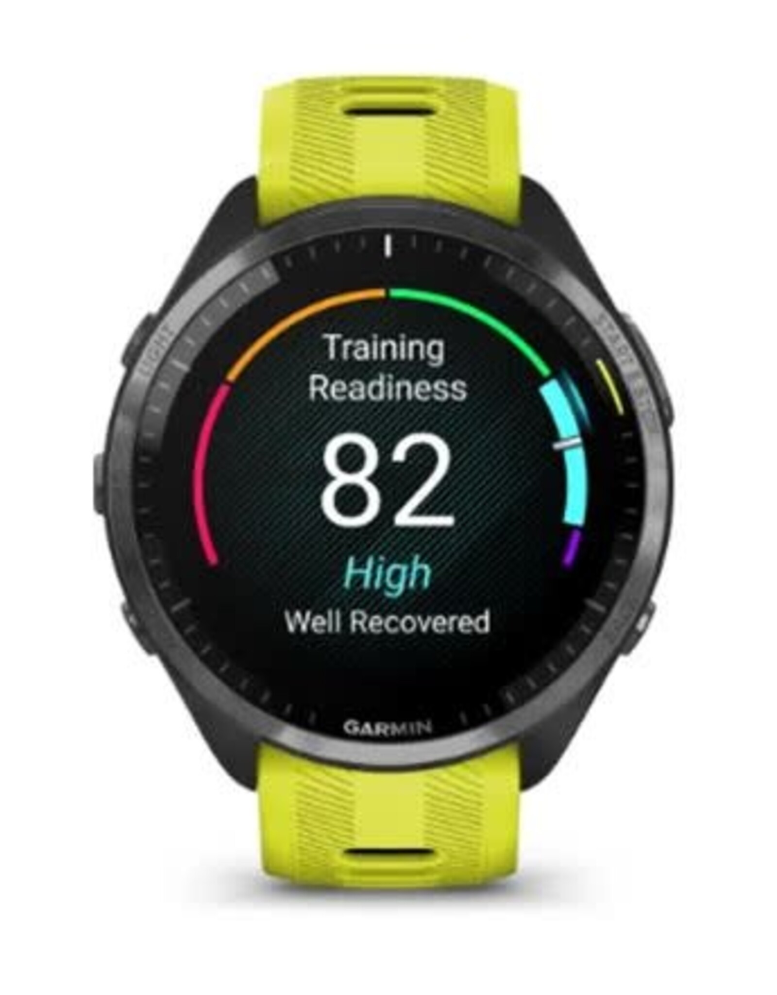 Garmin Forerunner® 965 - Carbon Gray DLC Titanium Bezel with Black Case & Amp Yellow/Black Silicone Band
