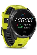 Garmin Forerunner® 965 - Carbon Gray DLC Titanium Bezel with Black Case & Amp Yellow/Black Silicone Band
