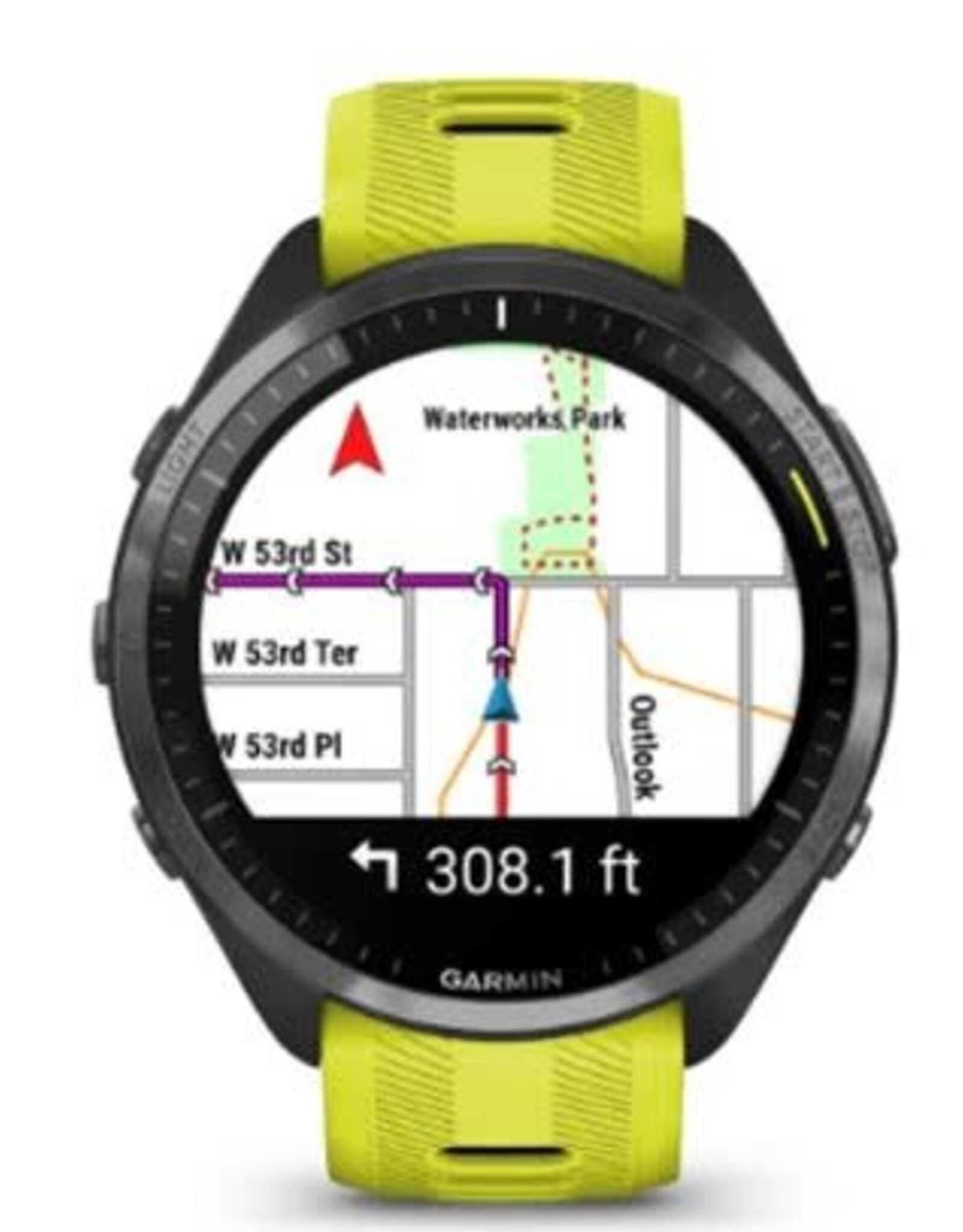 Garmin Forerunner® 965 - Carbon Gray DLC Titanium Bezel with Black Case & Amp Yellow/Black Silicone Band
