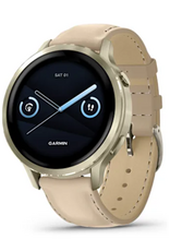 Garmin Venu® 4 – 41 mm - Lunar Gold with Bone Silicone & Light Sand Leather Band