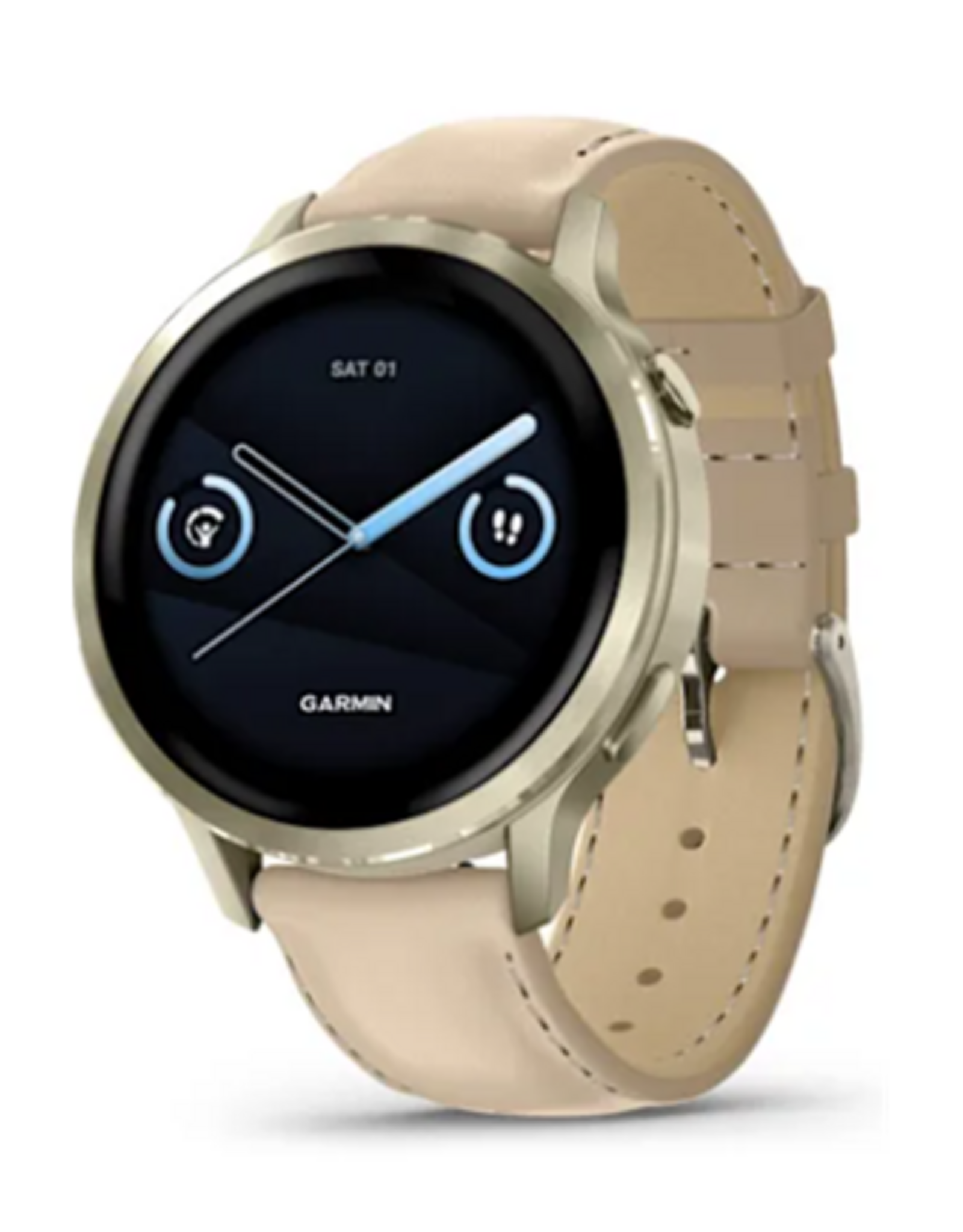 Garmin Venu® 4 – 41 mm - Lunar Gold with Bone Silicone & Light Sand Leather Band