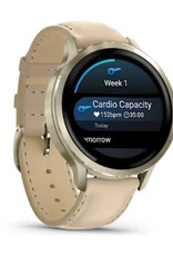 Garmin Venu® 4 – 41 mm - Lunar Gold with Bone Silicone & Light Sand Leather Band
