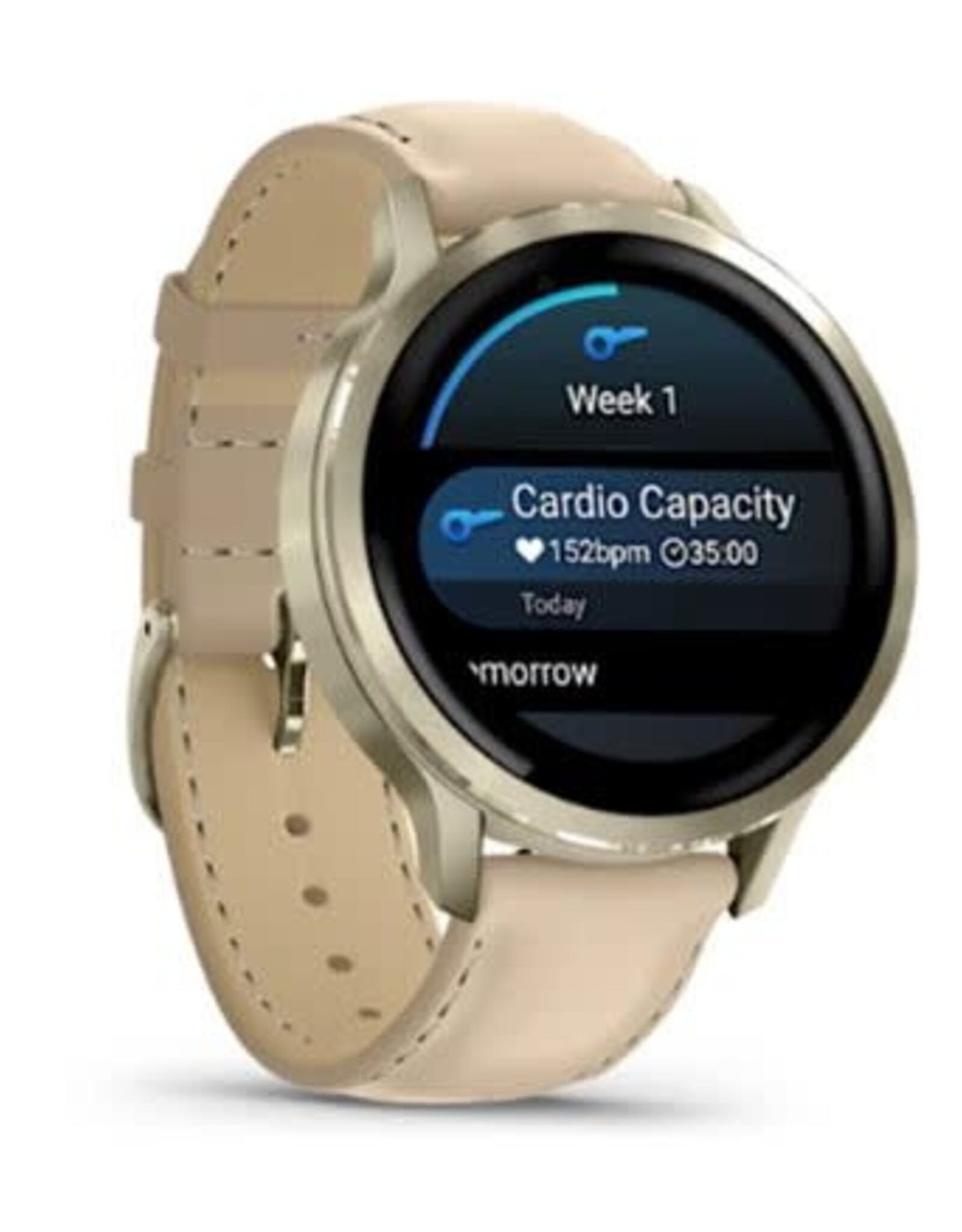 Garmin Venu® 4 – 41 mm - Lunar Gold with Bone Silicone & Light Sand Leather Band
