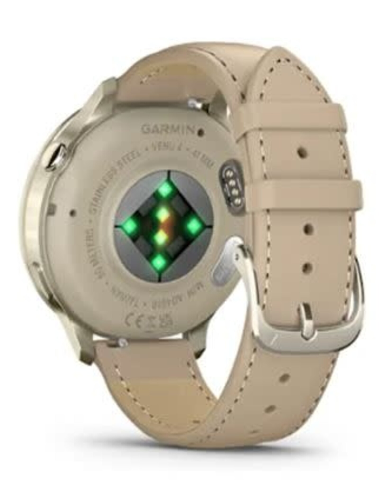 Garmin Venu® 4 – 41 mm - Lunar Gold with Bone Silicone & Light Sand Leather Band