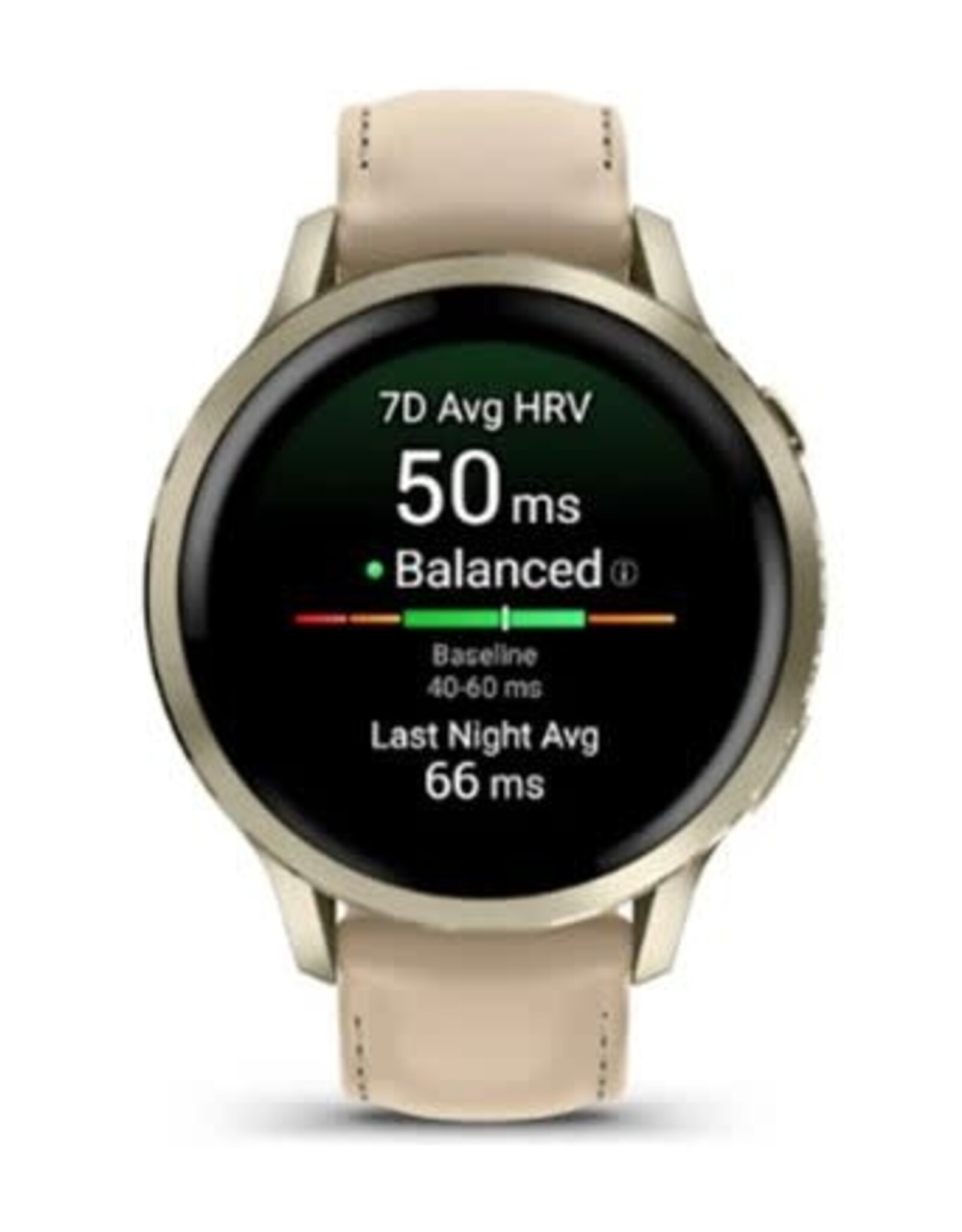 Garmin Venu® 4 – 41 mm - Lunar Gold with Bone Silicone & Light Sand Leather Band