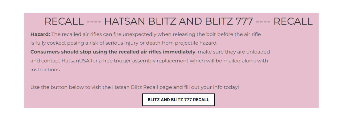 hatsan blitz recall