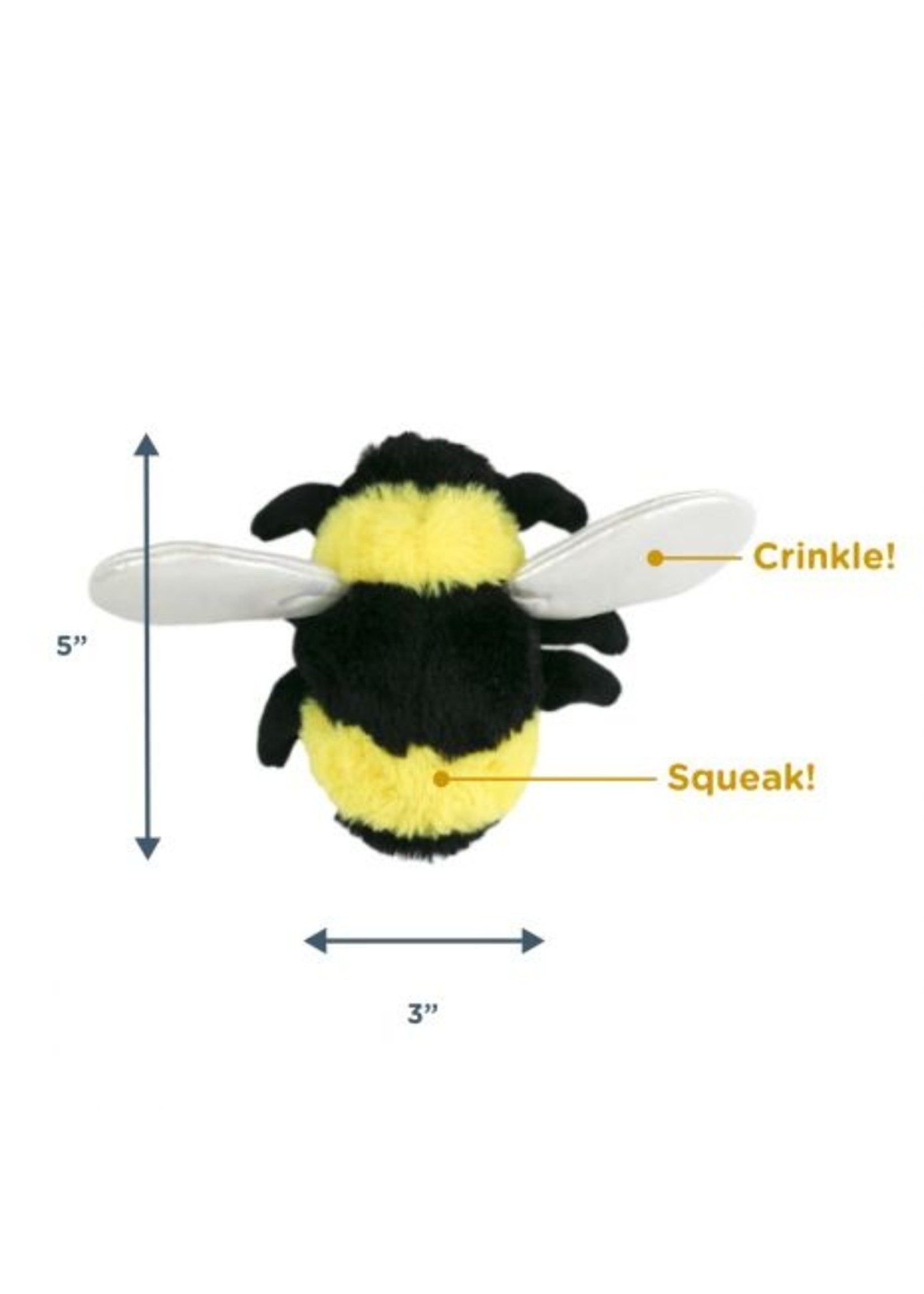 Tall Tails Tall Tails, Plush Bee, Small 5", Squeak & Crinkle