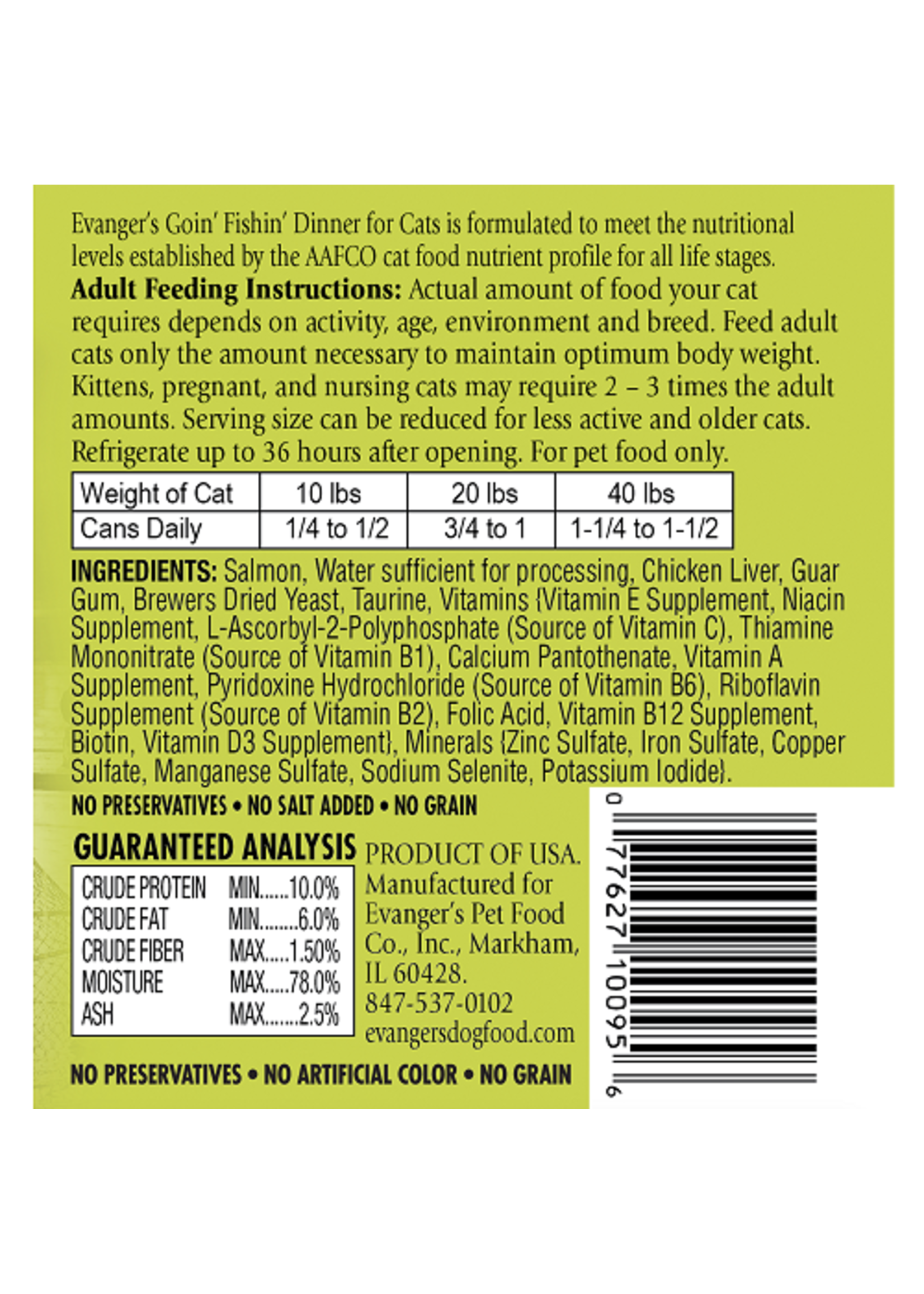 Evangers Evanger's, C, Goin' Fishin' Dinner, 12.5oz