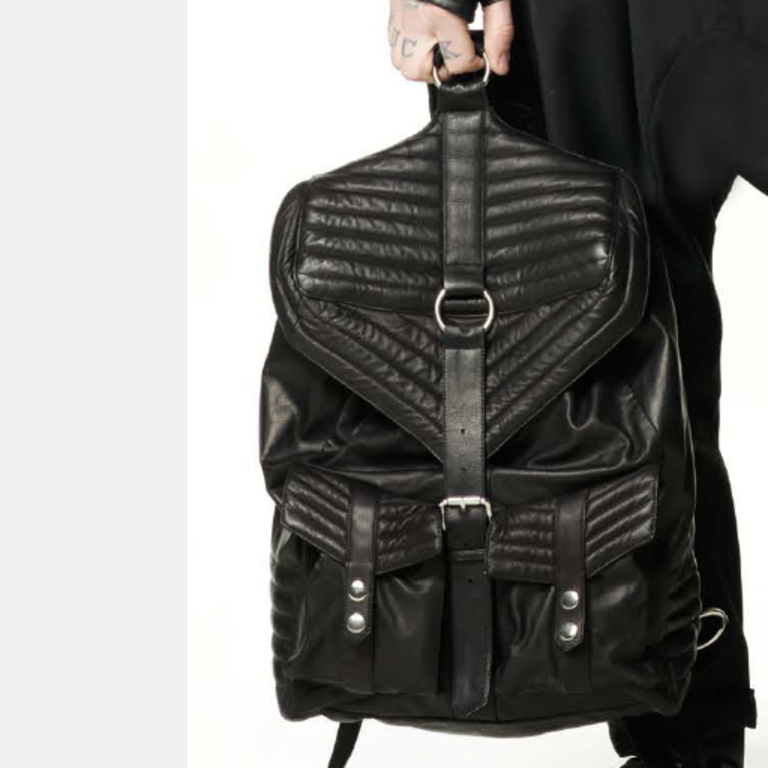Skingraft-Leather Ribbed Backpack